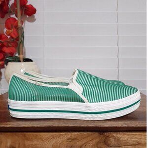Kate Spade Green Striped Platform Shoes